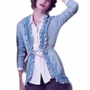 Anthropologie Guinevere Curly Ruffle Hem Cardigan